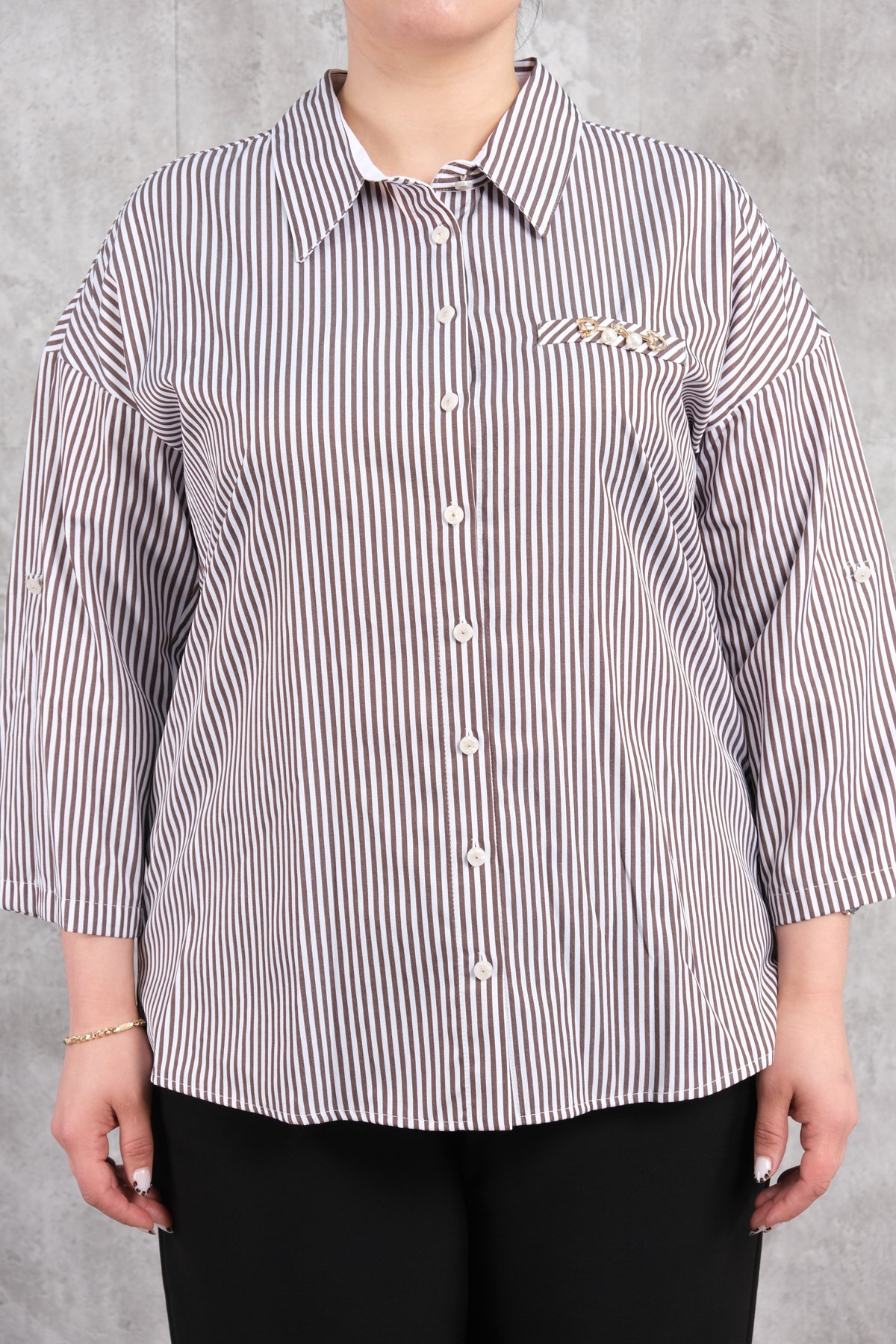 Plus Size Shirt-Brown