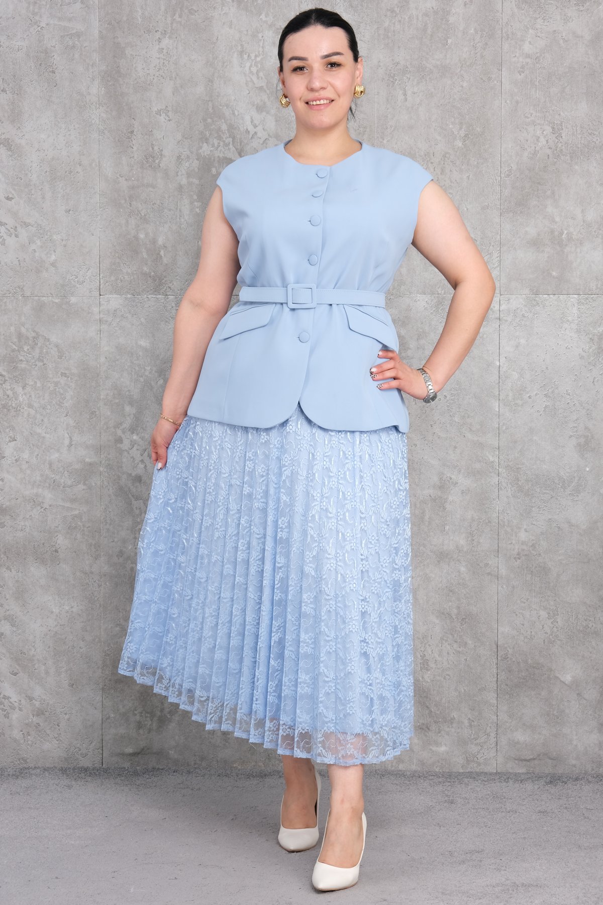 طقم من قطعتين مقاس كبير-الأزرق