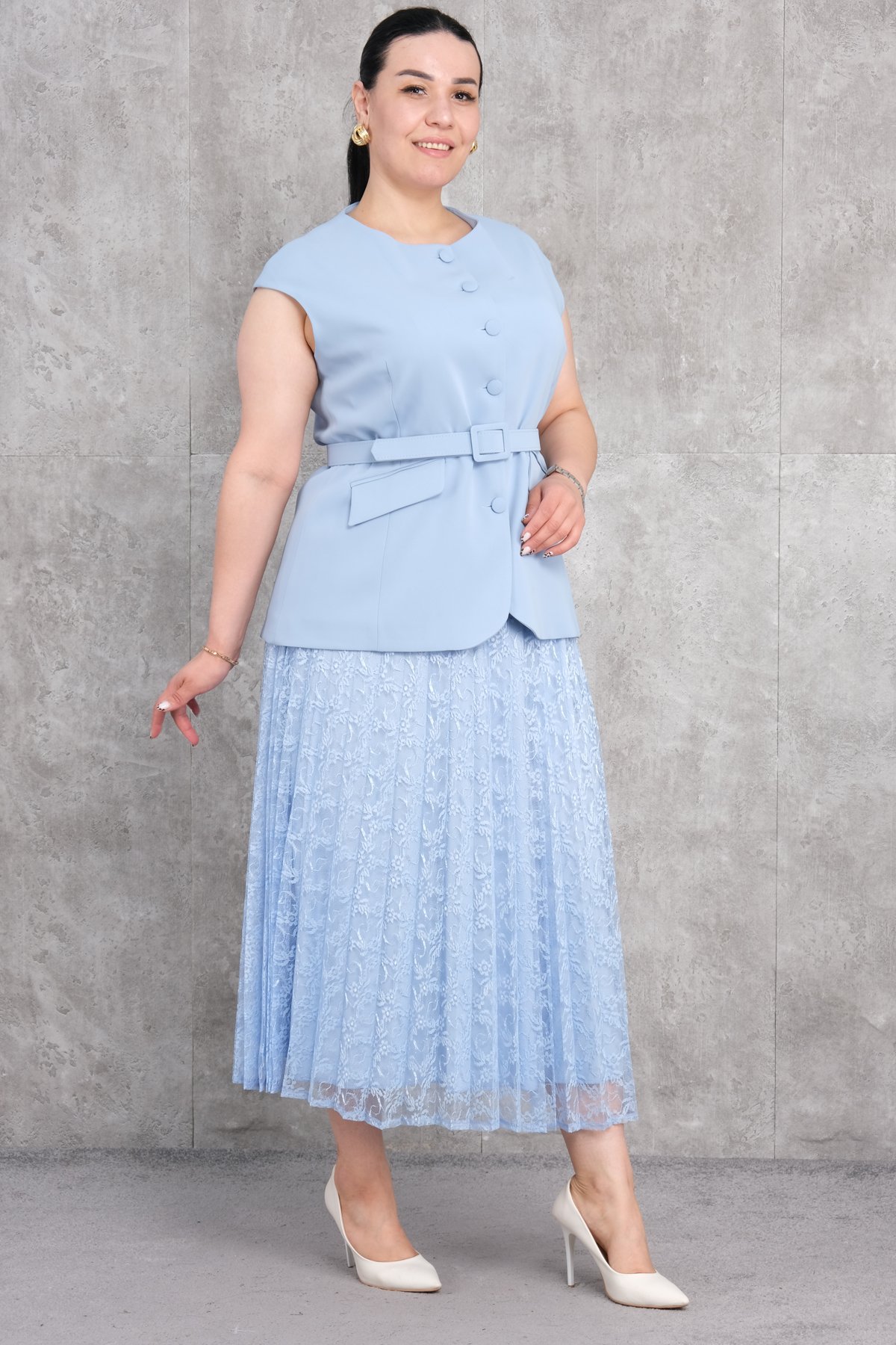 طقم من قطعتين مقاس كبير-الأزرق