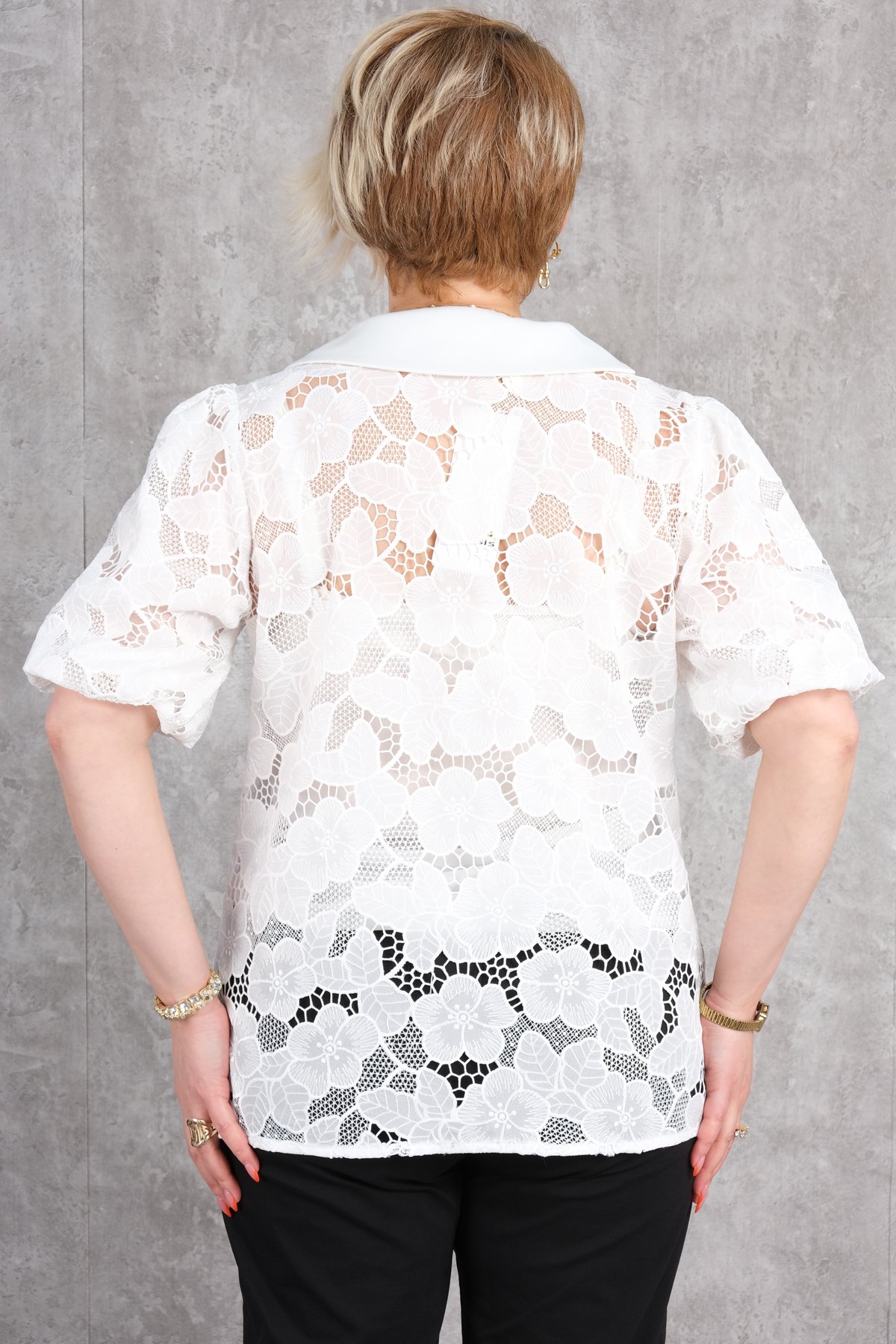 Блузка больших размеров-Белый
