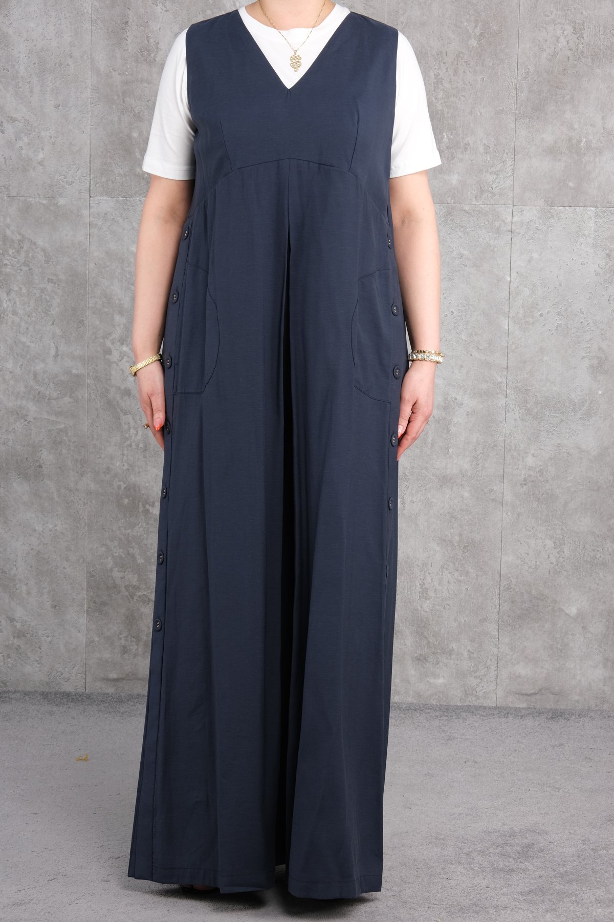 فستان مقاس كبير-الأزرق الغامق