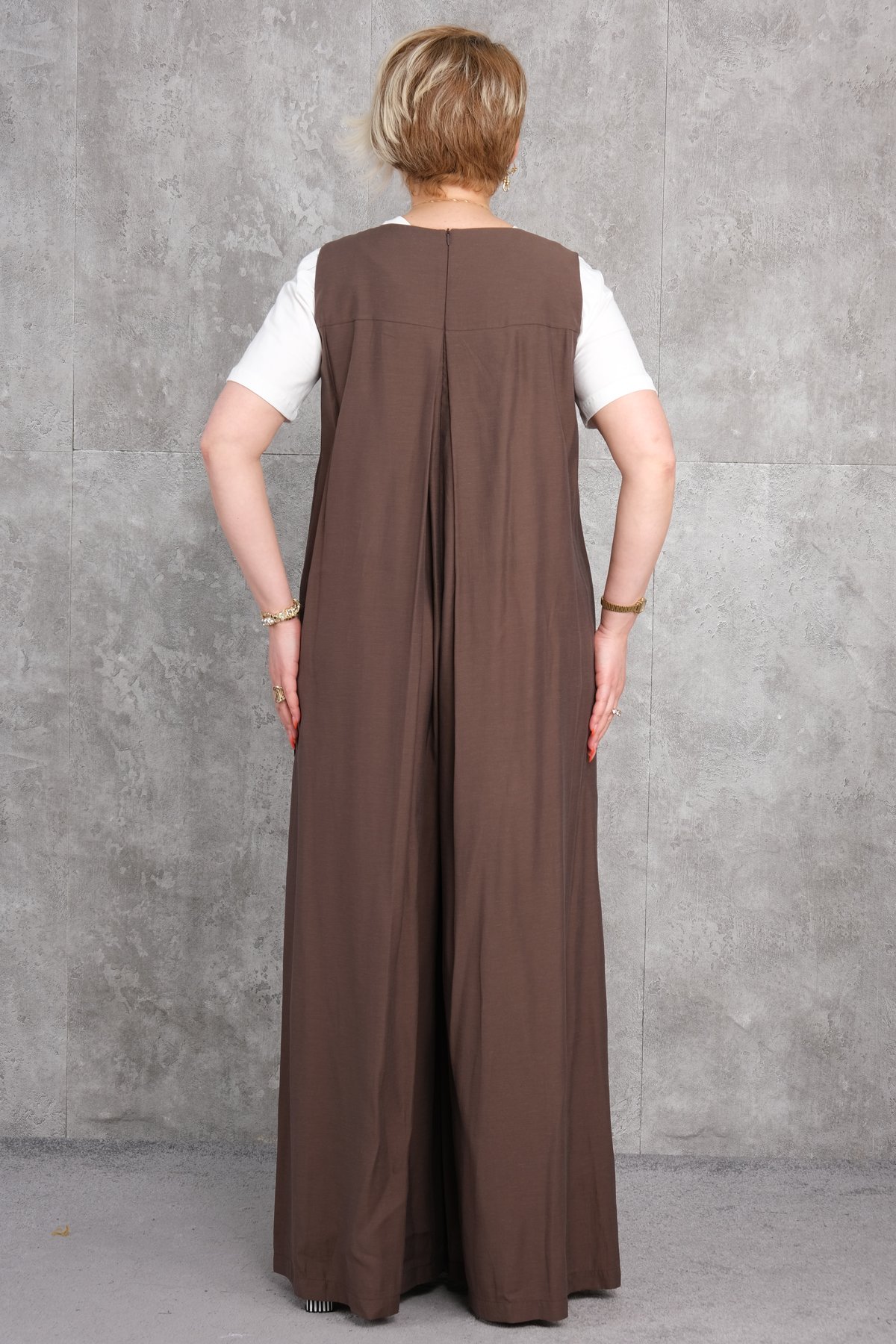 Платье больших размеров-Коричневый