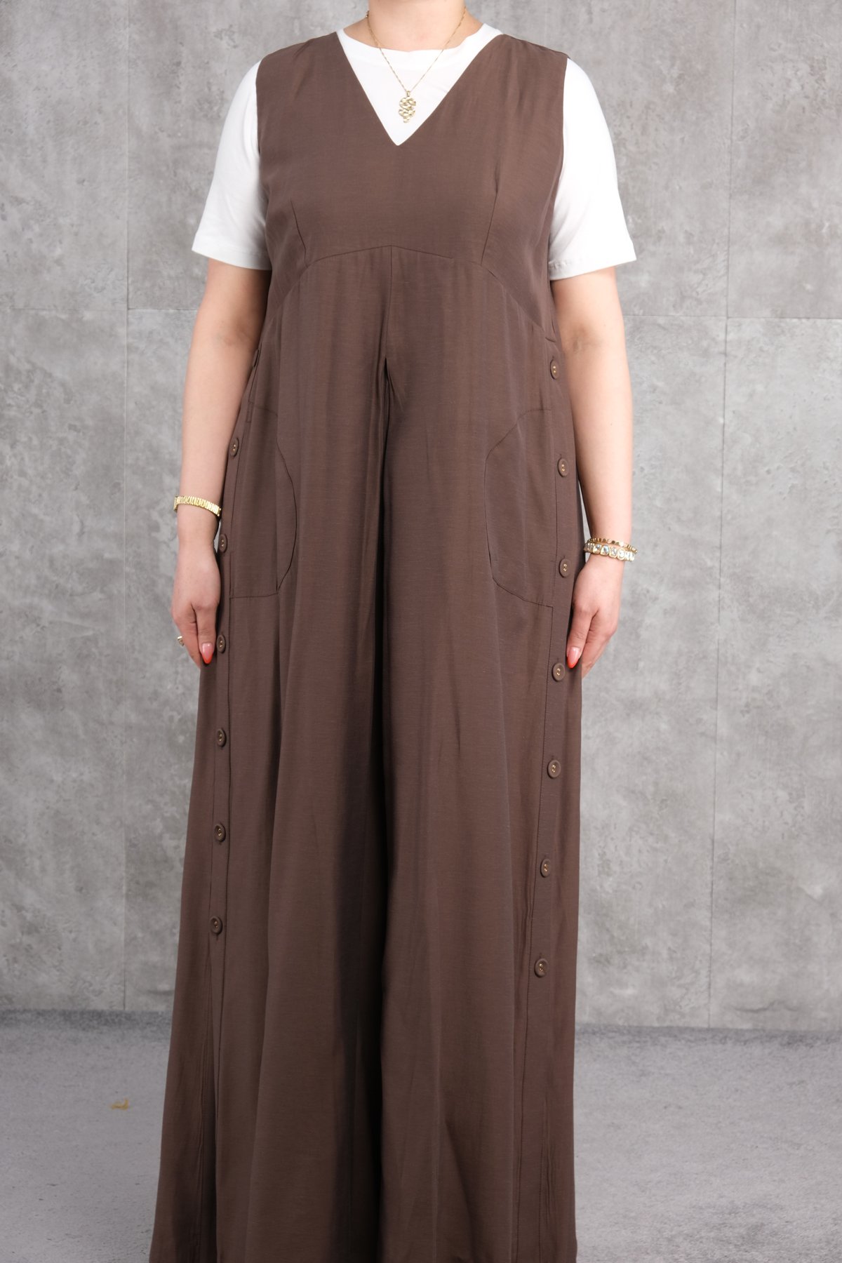 Платье больших размеров-Коричневый