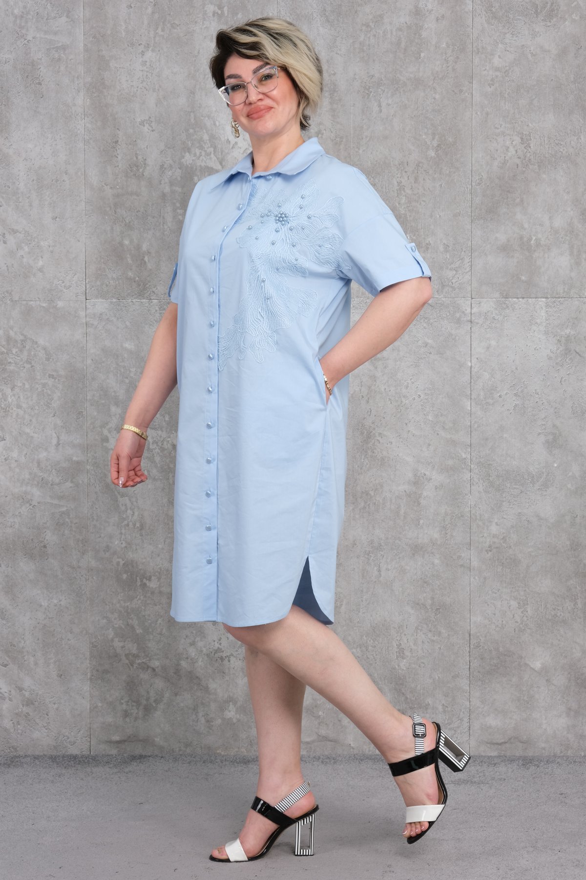 Платье больших размеров-Синий