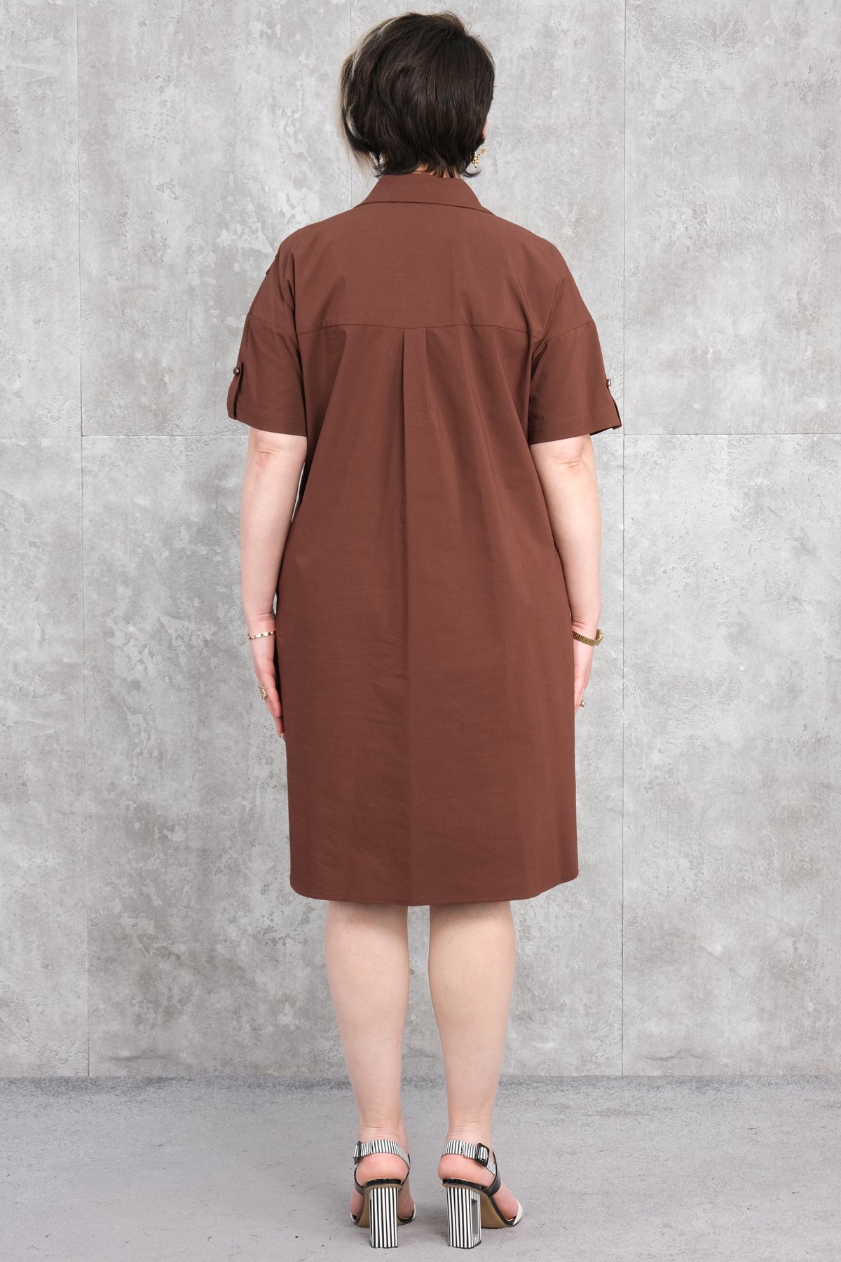 Платье больших размеров-Коричневый