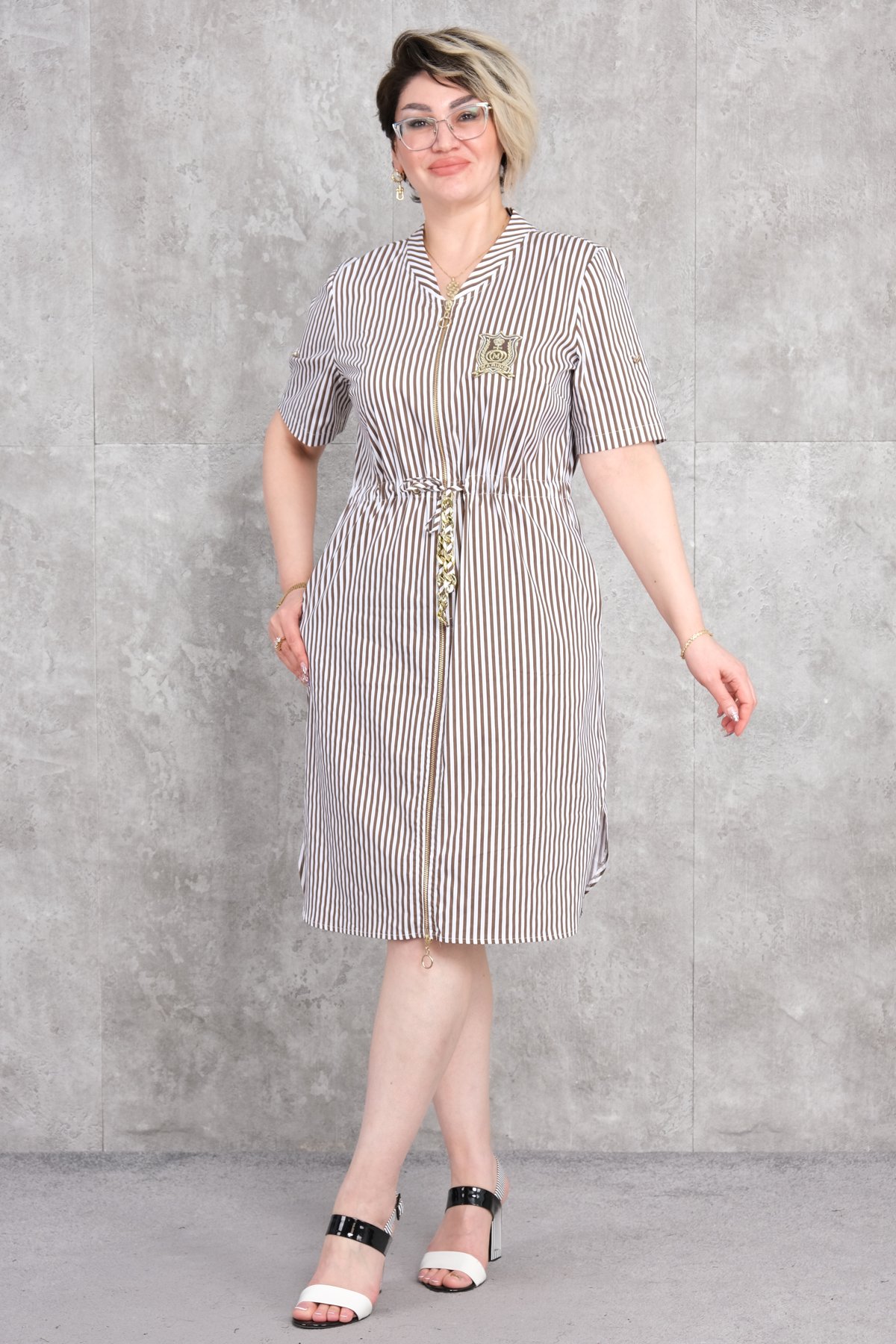 فستان مقاس كبير-البني