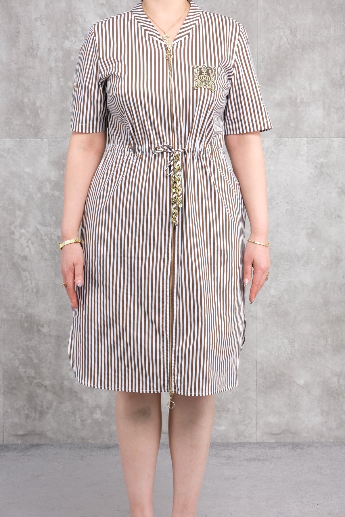 فستان مقاس كبير-البني