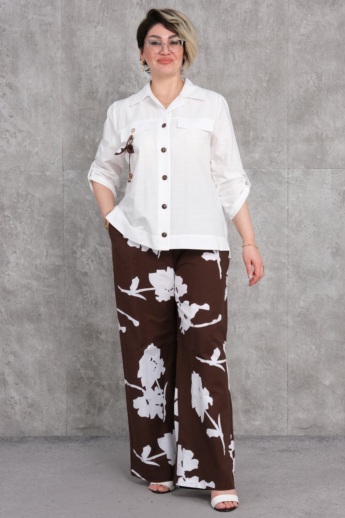 Комплект из двух предметов больших размеров-Коричневый