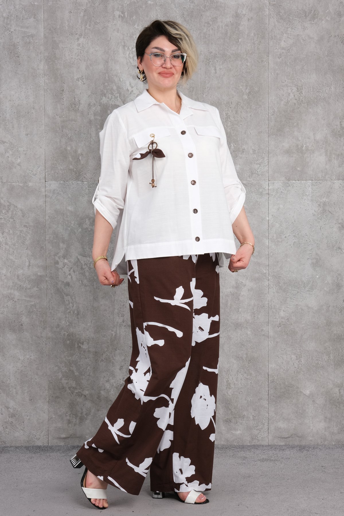 Комплект из двух предметов больших размеров-Коричневый