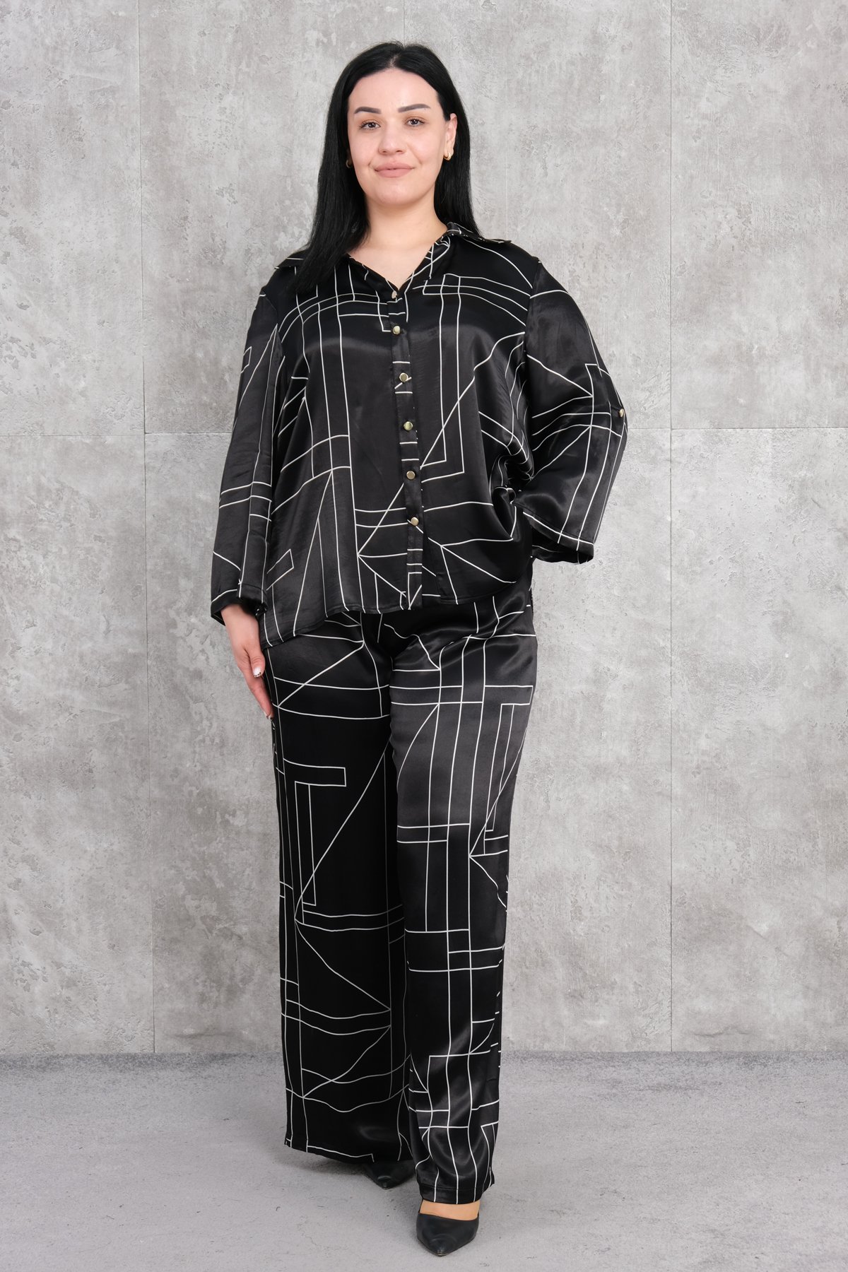 Super Plus Size Two-Piece Set-Black