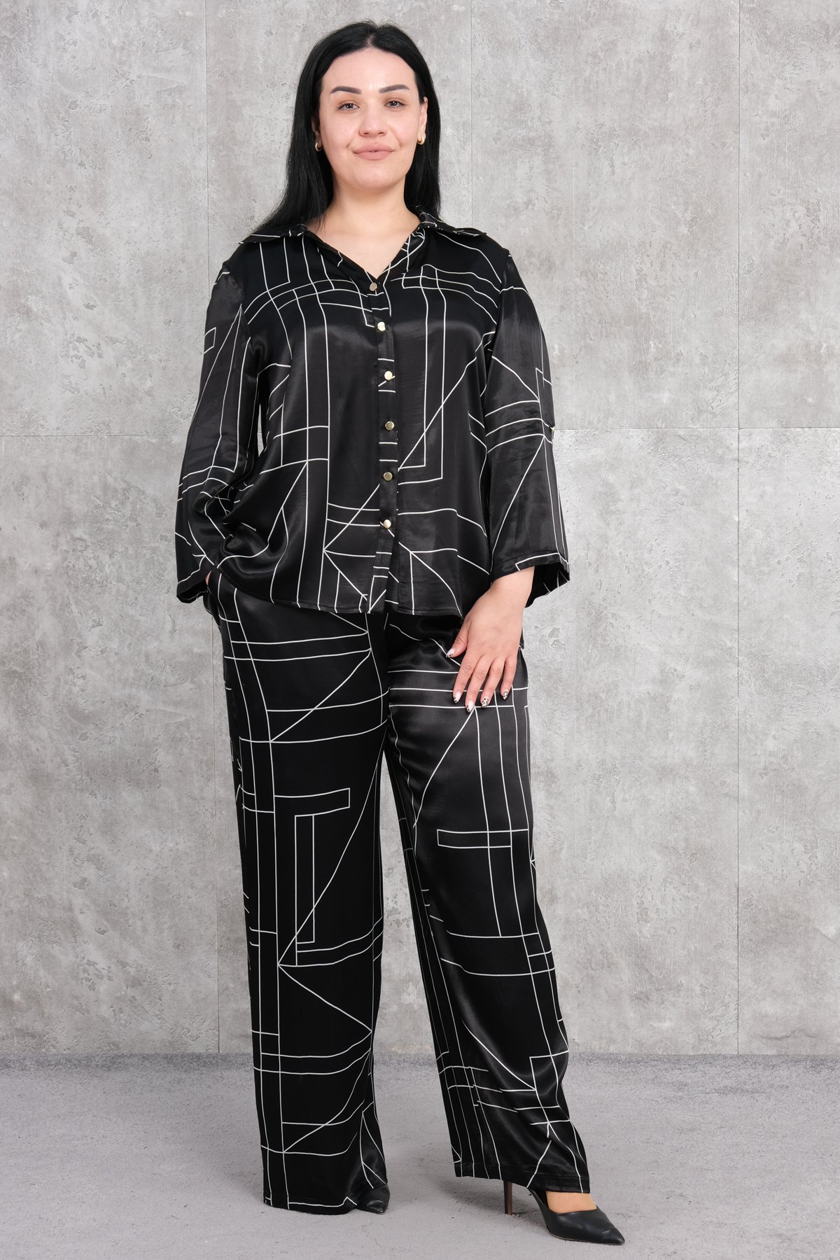 Super Plus Size Two-Piece Set-Black