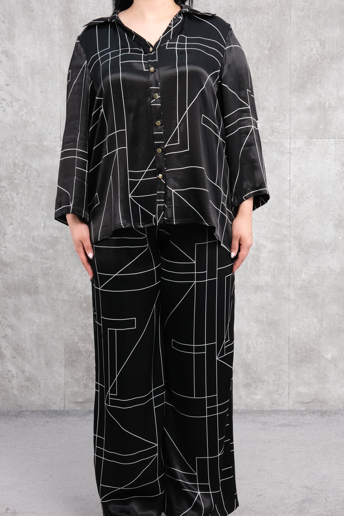 Super Plus Size Two-Piece Set-Black