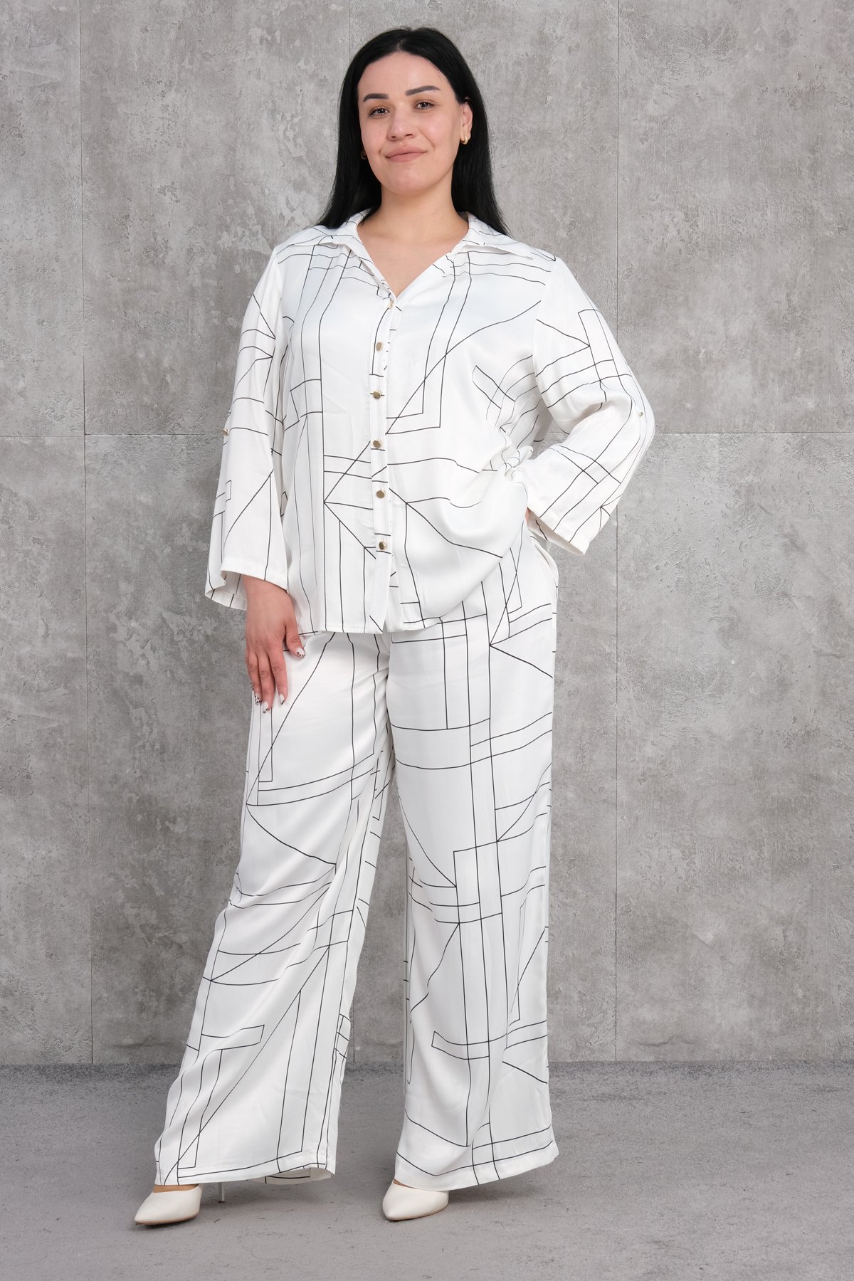 Super Plus Size Two-Piece Set-White