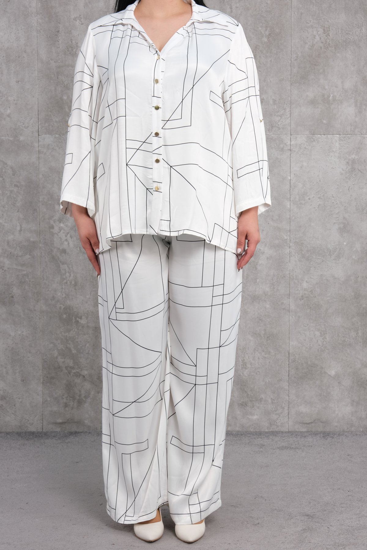 Super Plus Size Two-Piece Set-White