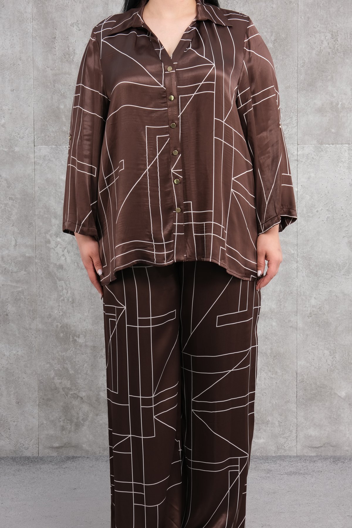 Büyük Beden İkili Takım-Kahverengi