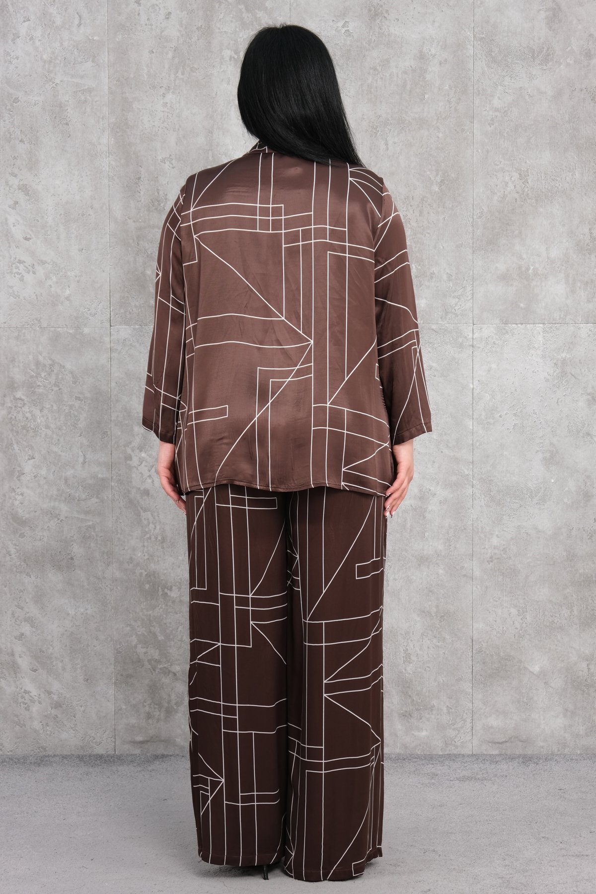 Super Plus Size Two-Piece Set-Brown