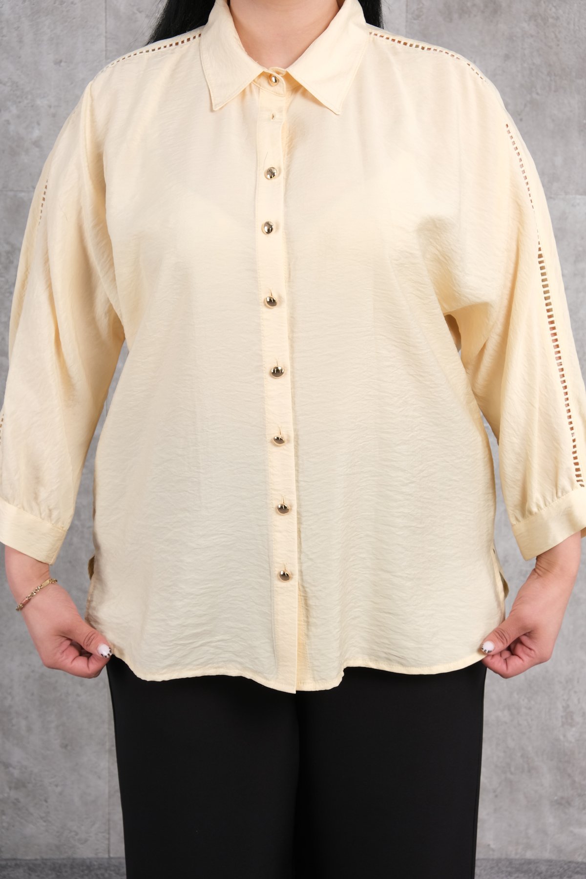 Рубашка больших размеров-Желтый