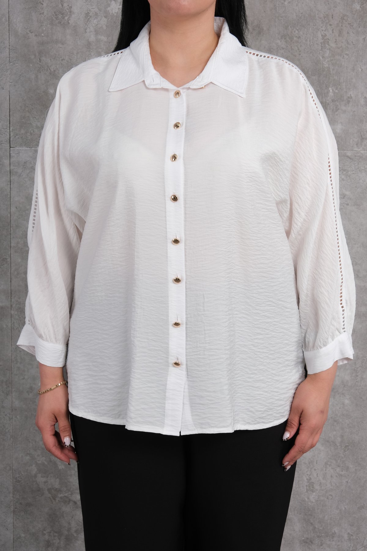 Рубашка больших размеров-Белый