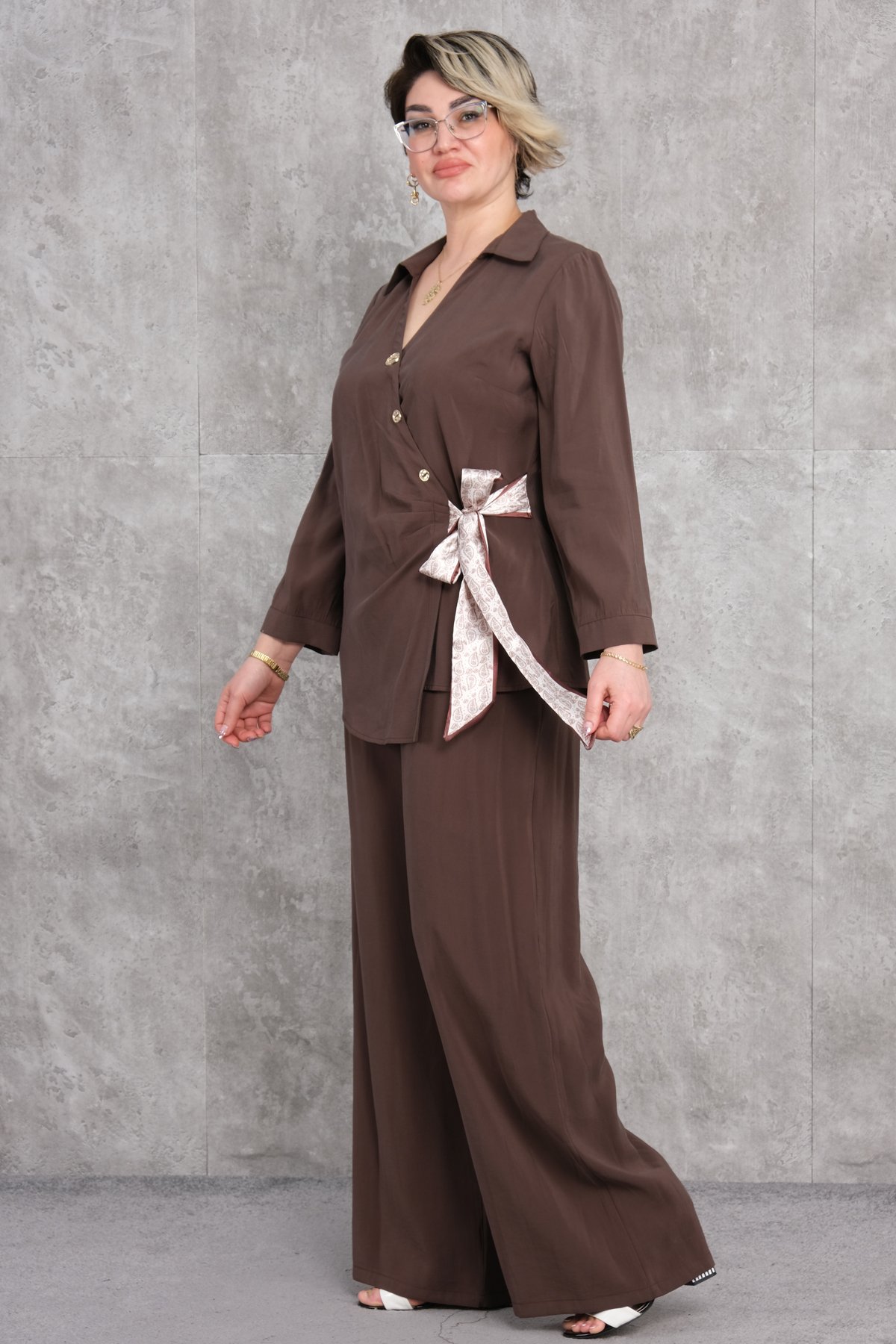 Büyük Beden İkili Takım-Kahverengi