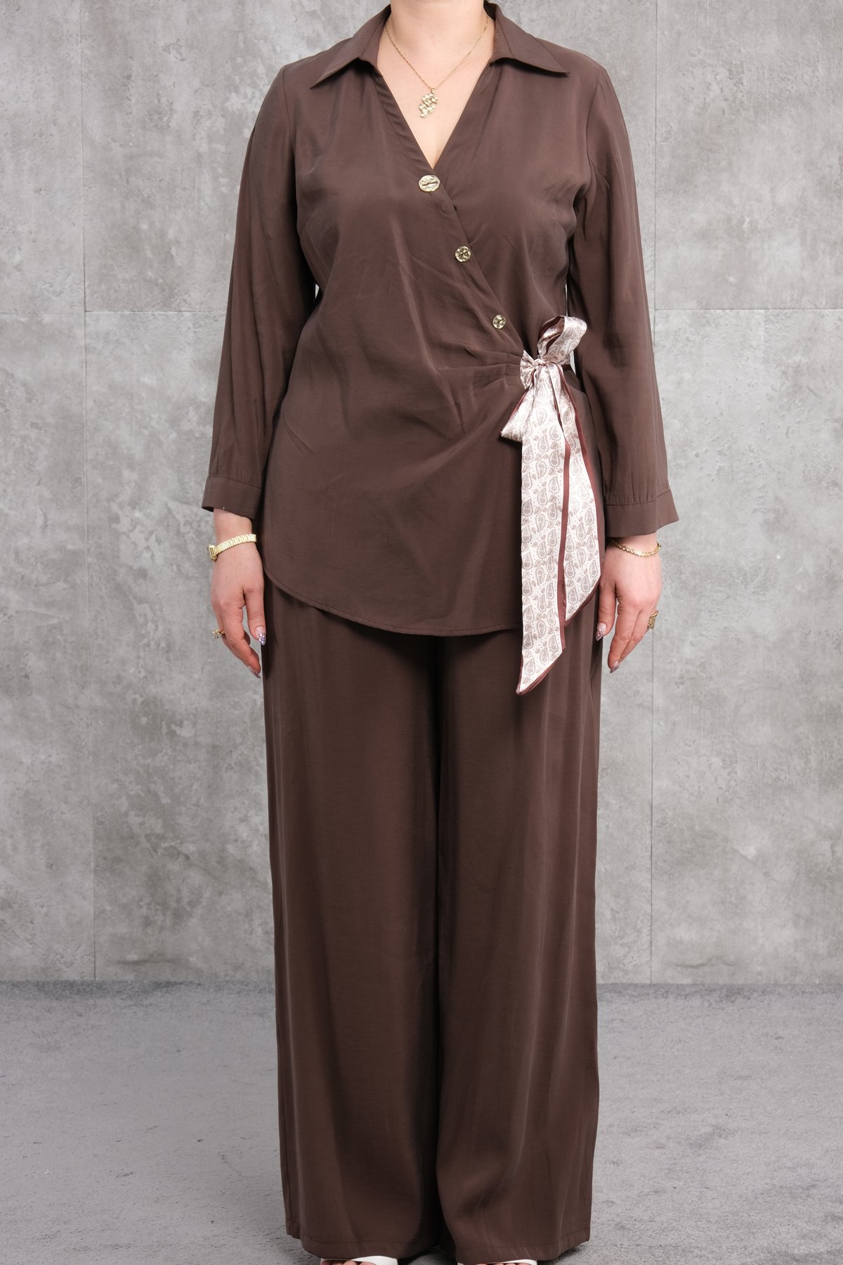 Büyük Beden İkili Takım-Kahverengi