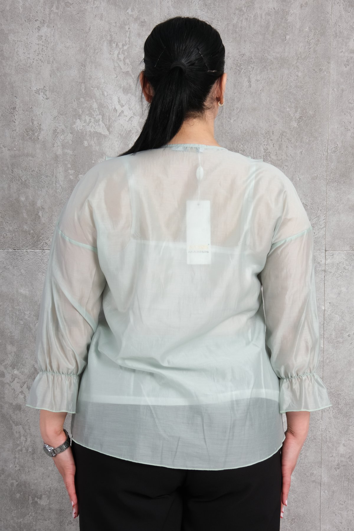 بلوزة مقاس كبير-أخضر النفط