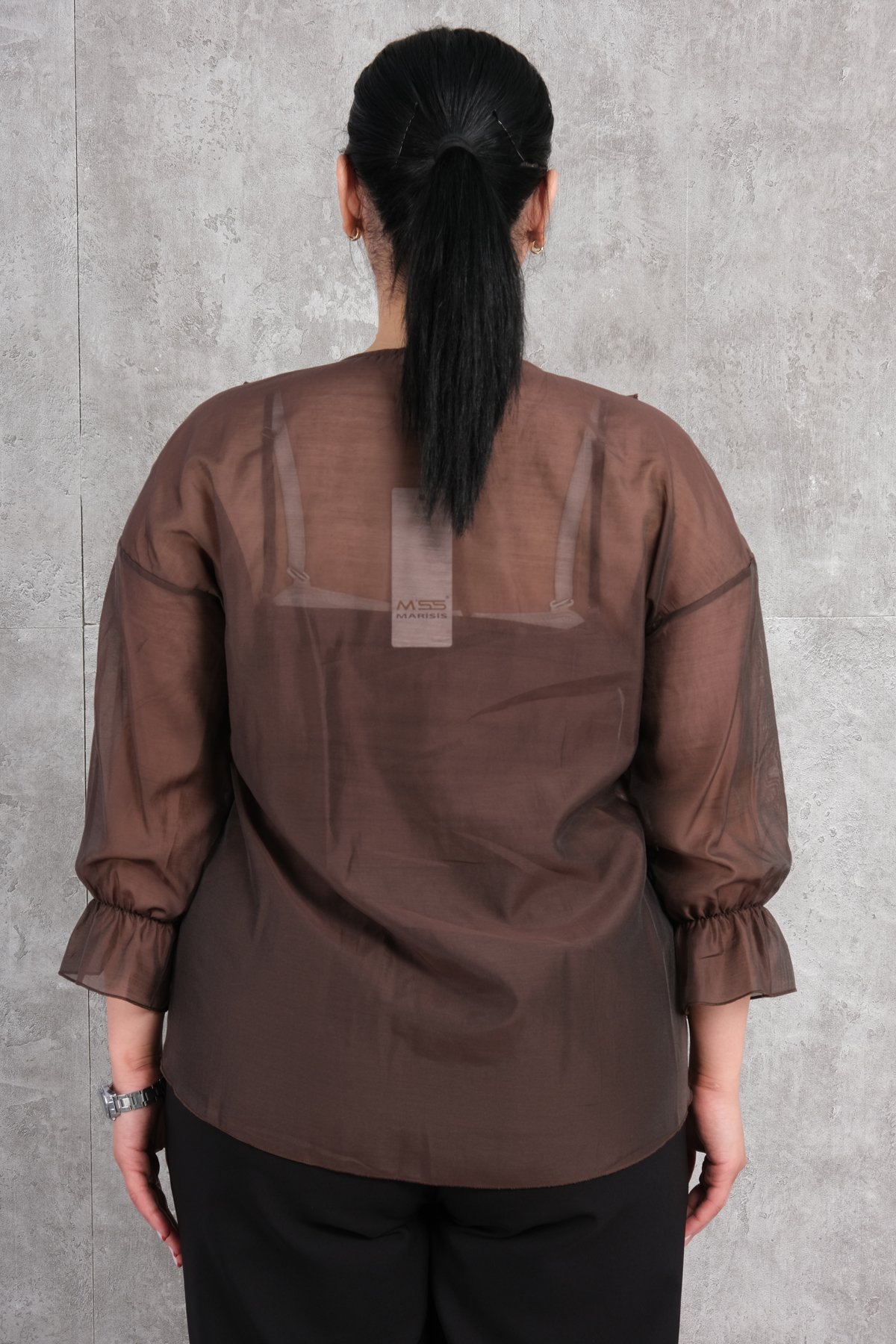 Plus Size Blouse-Brown