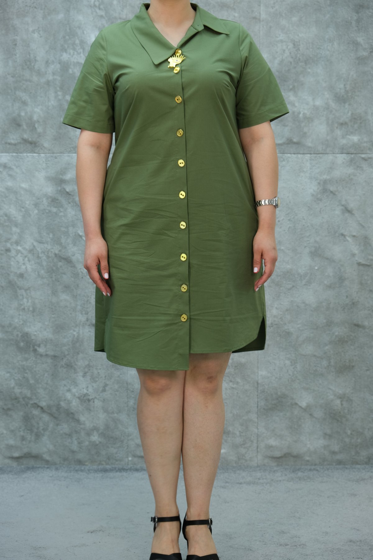 Платье больших размеров-Хаки