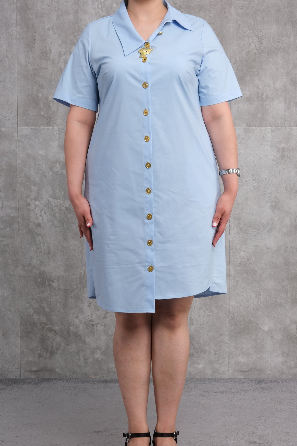 Süper Büyük Beden Elbise-Mavi