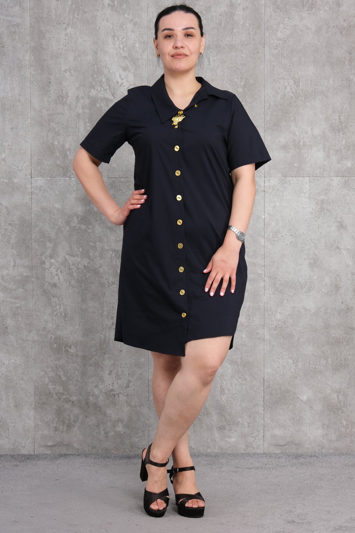 Plus Size Dress-Dark Blue