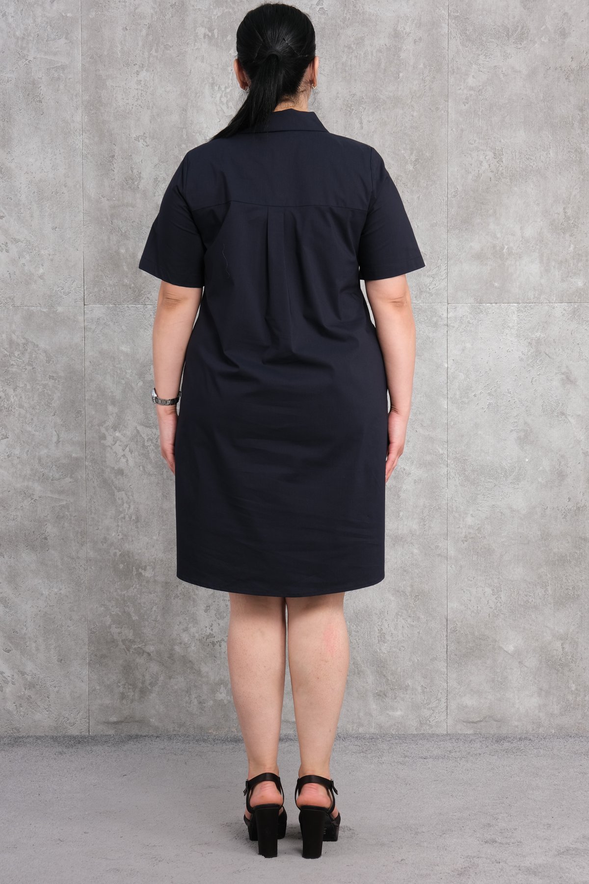 Plus Size Dress-Dark Blue