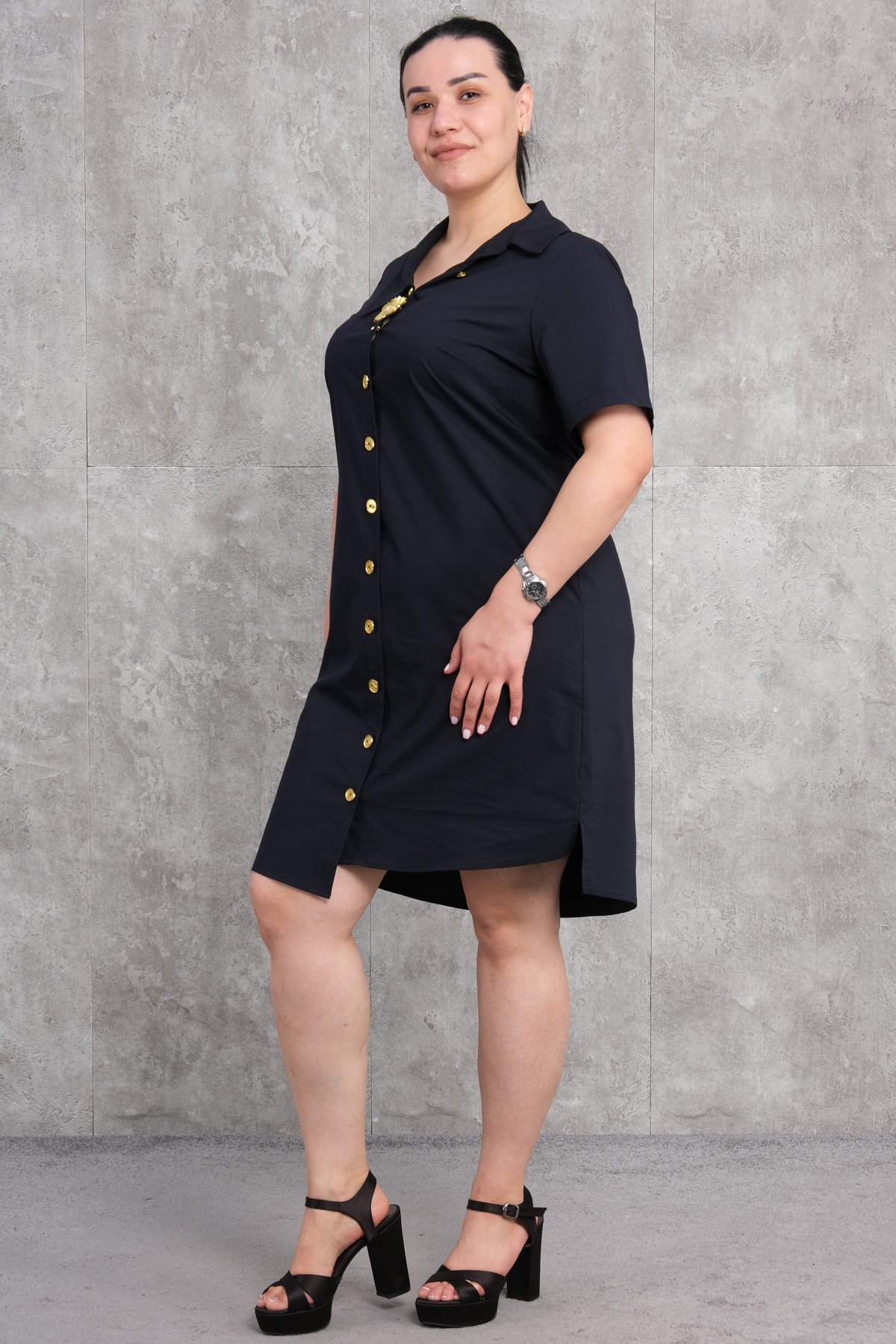 Plus Size Dress-Dark Blue