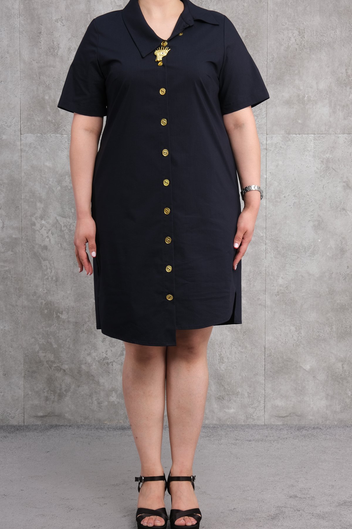 Plus Size Dress-Dark Blue