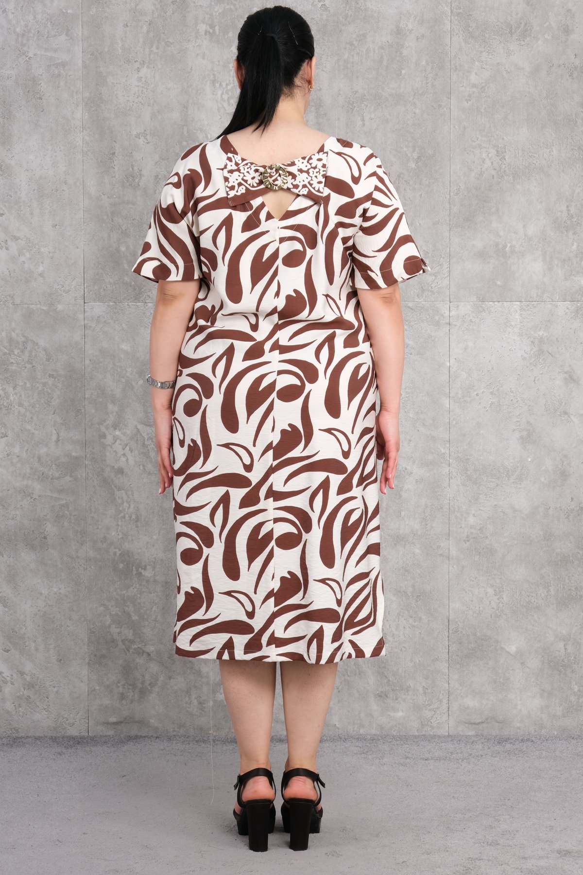Plus Size Dress-Brown
