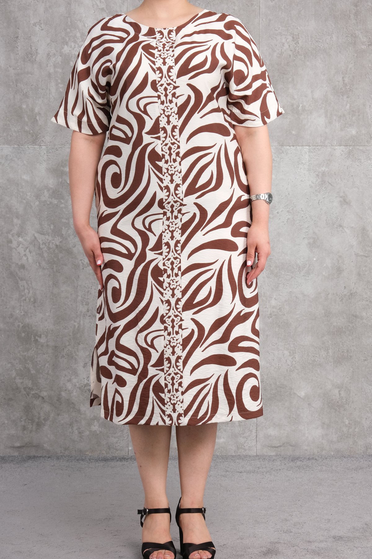 Plus Size Dress-Brown