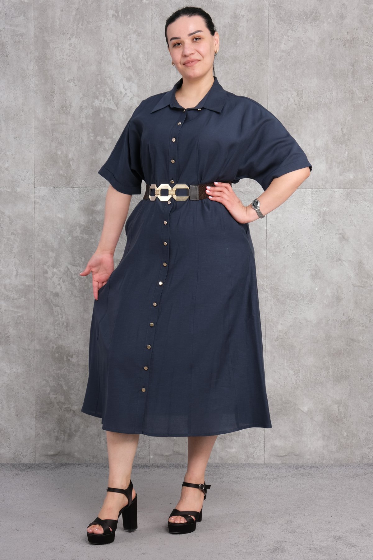 Платье больших размеров-Индиго