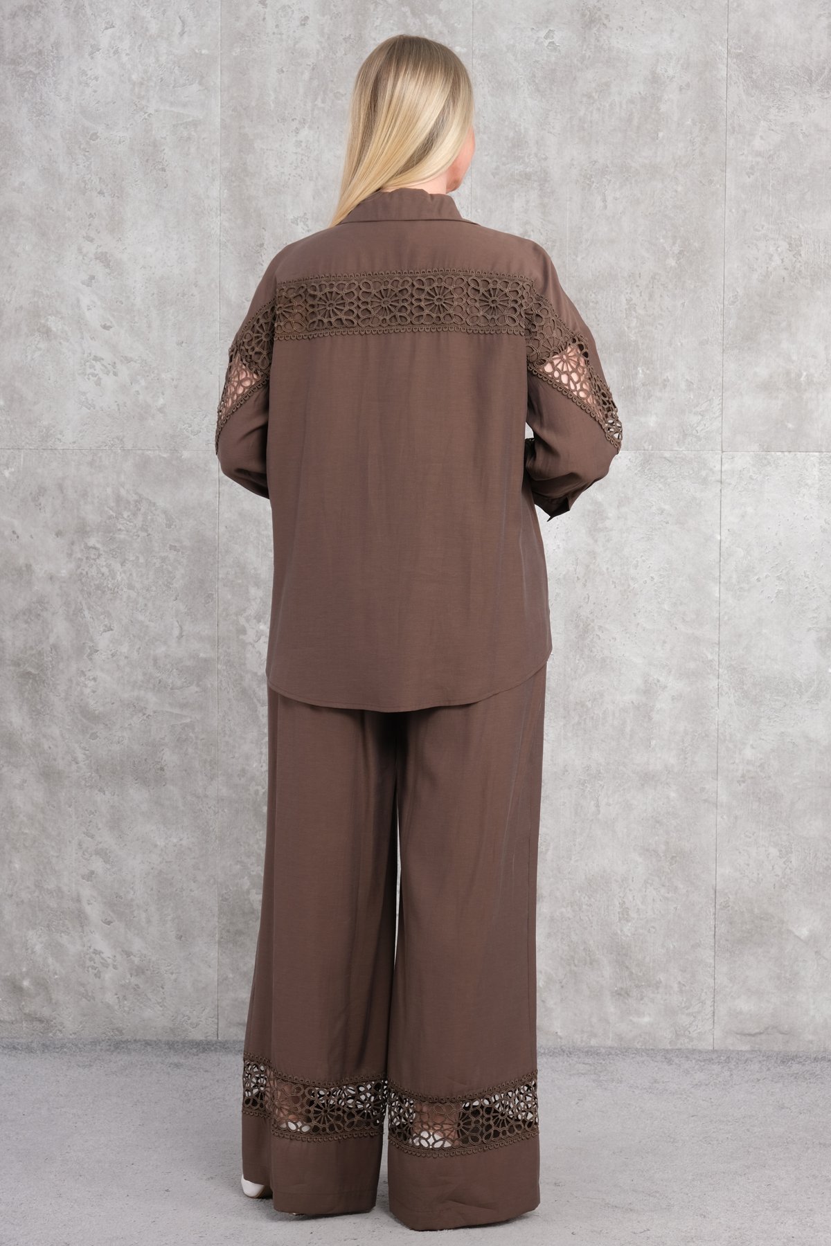 Super Plus Size Two-Piece Set-Brown