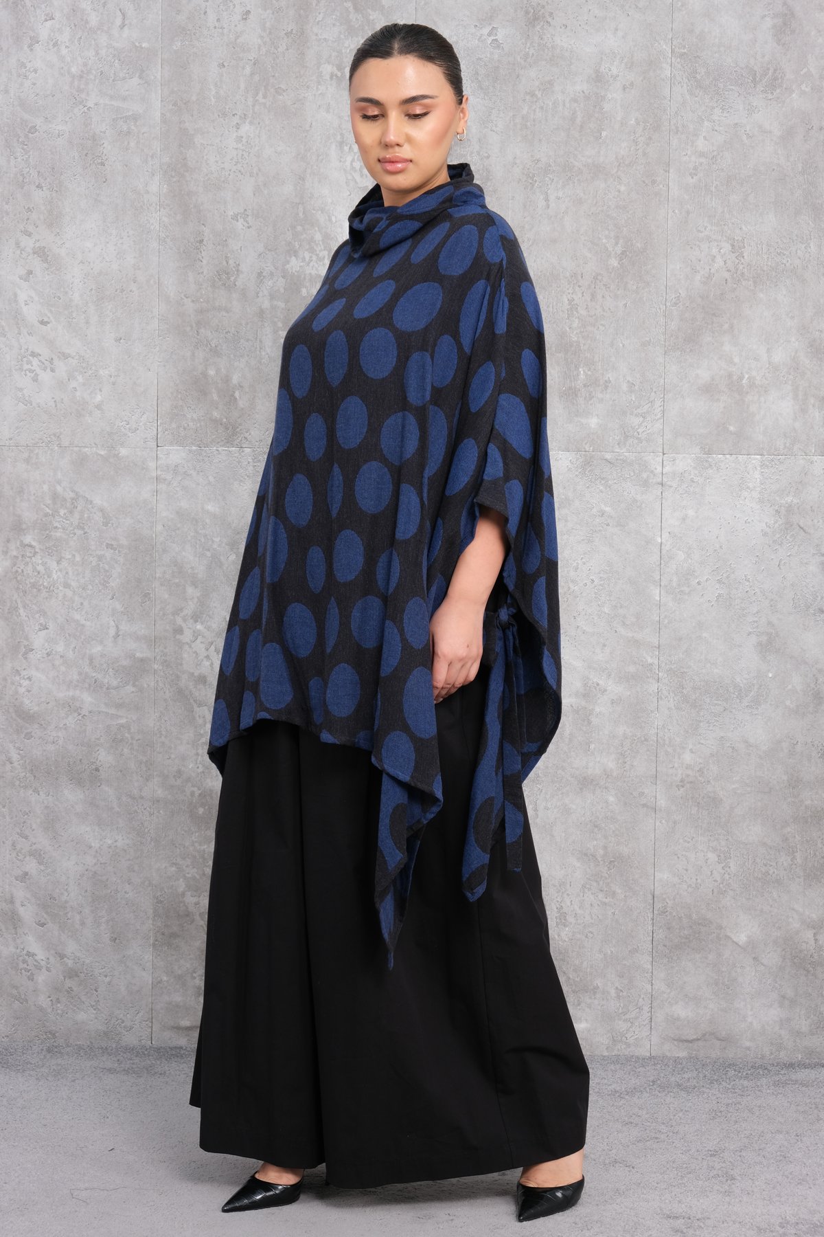 Женское пончо больших размеров-Ярко-синий