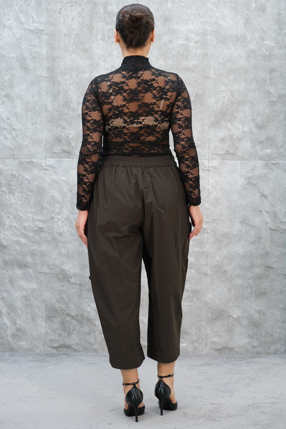 Брюки больших размеров-Коричневый