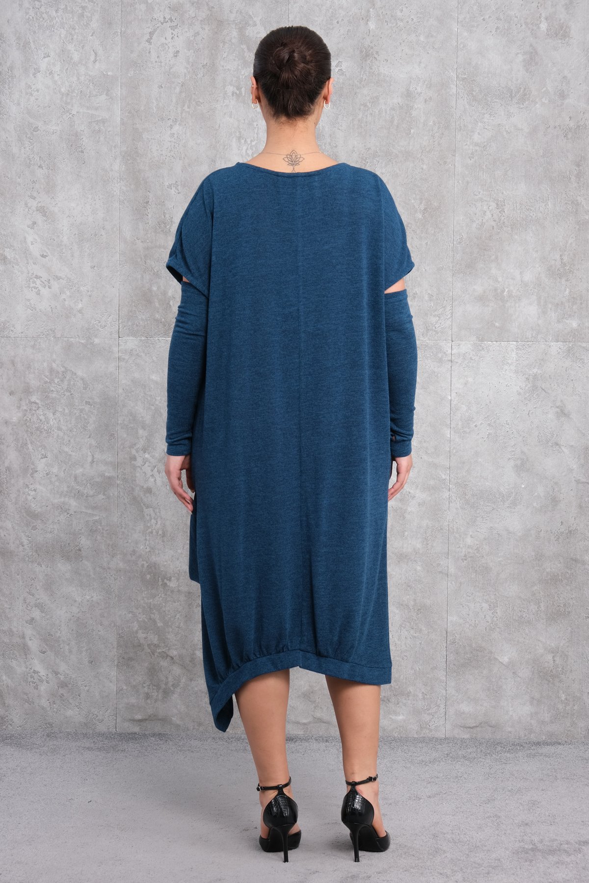 Платье больших размеров-Глубокий Зеленый