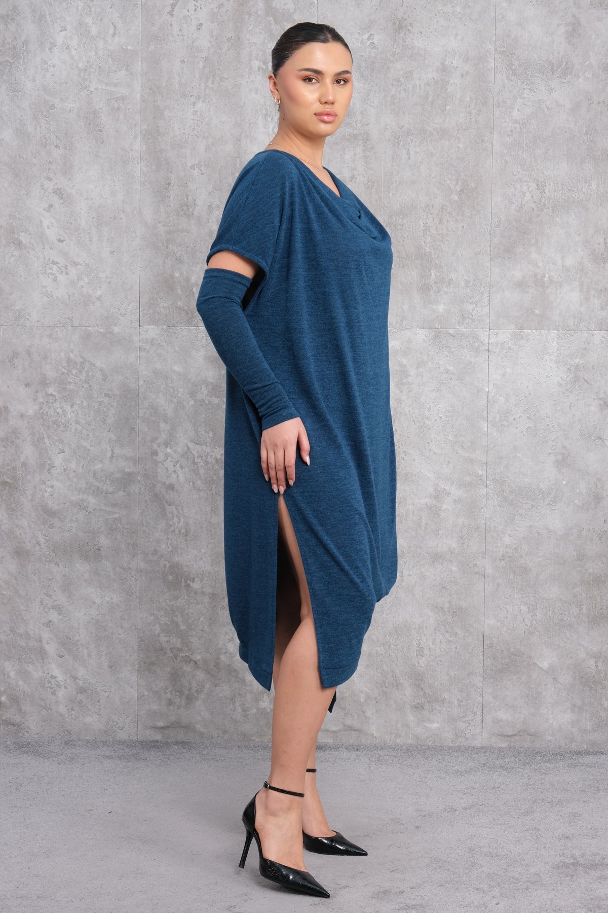 Платье больших размеров-Глубокий Зеленый