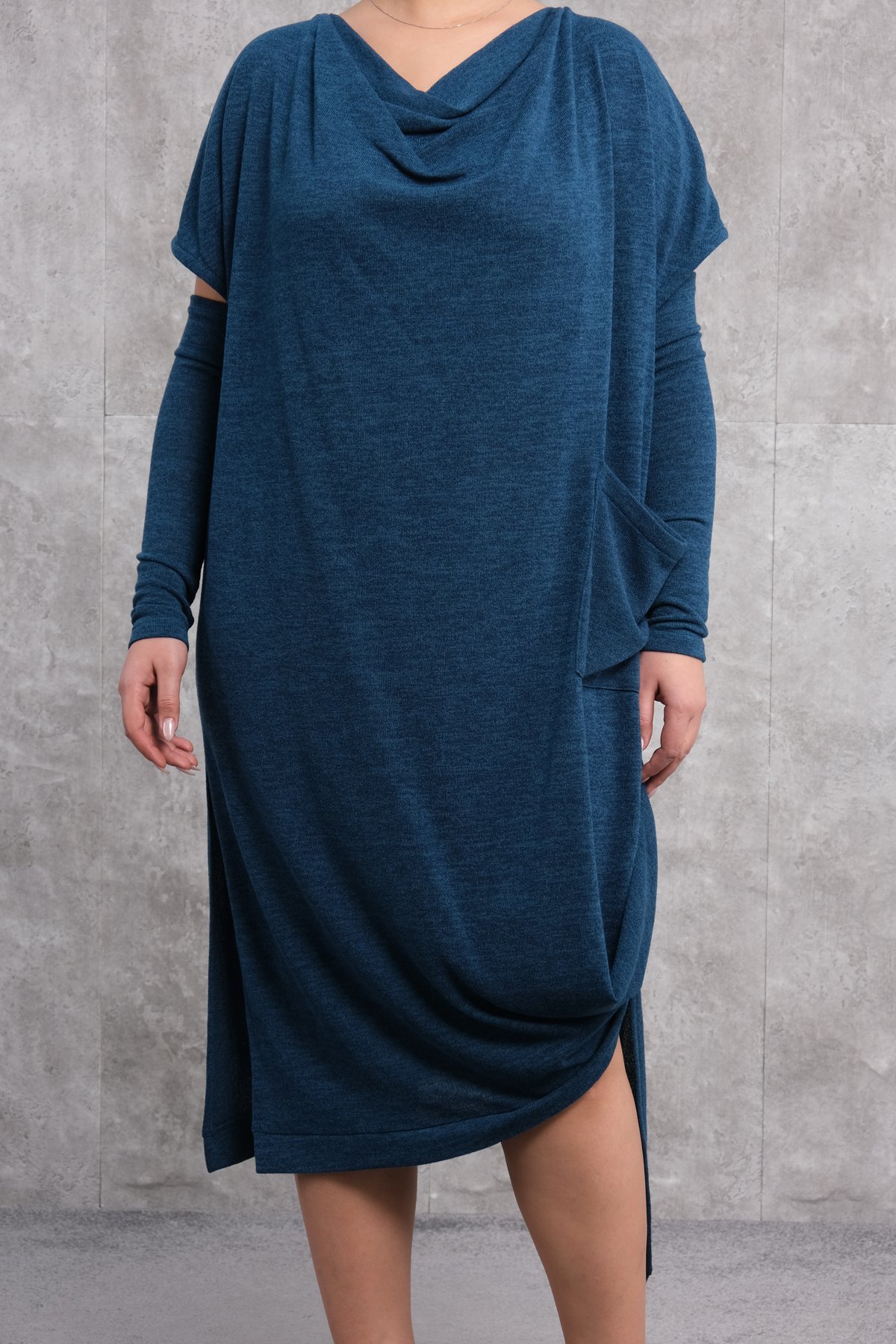 Платье больших размеров-Глубокий Зеленый