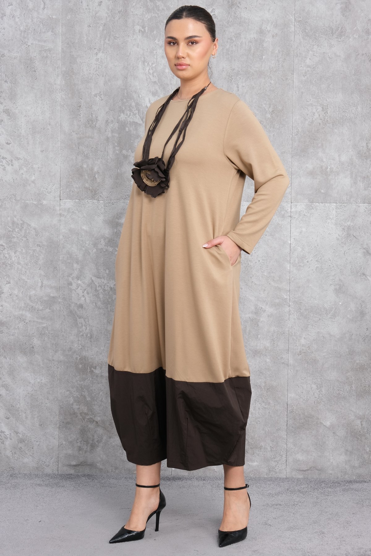 Plus Size Dress-Beige