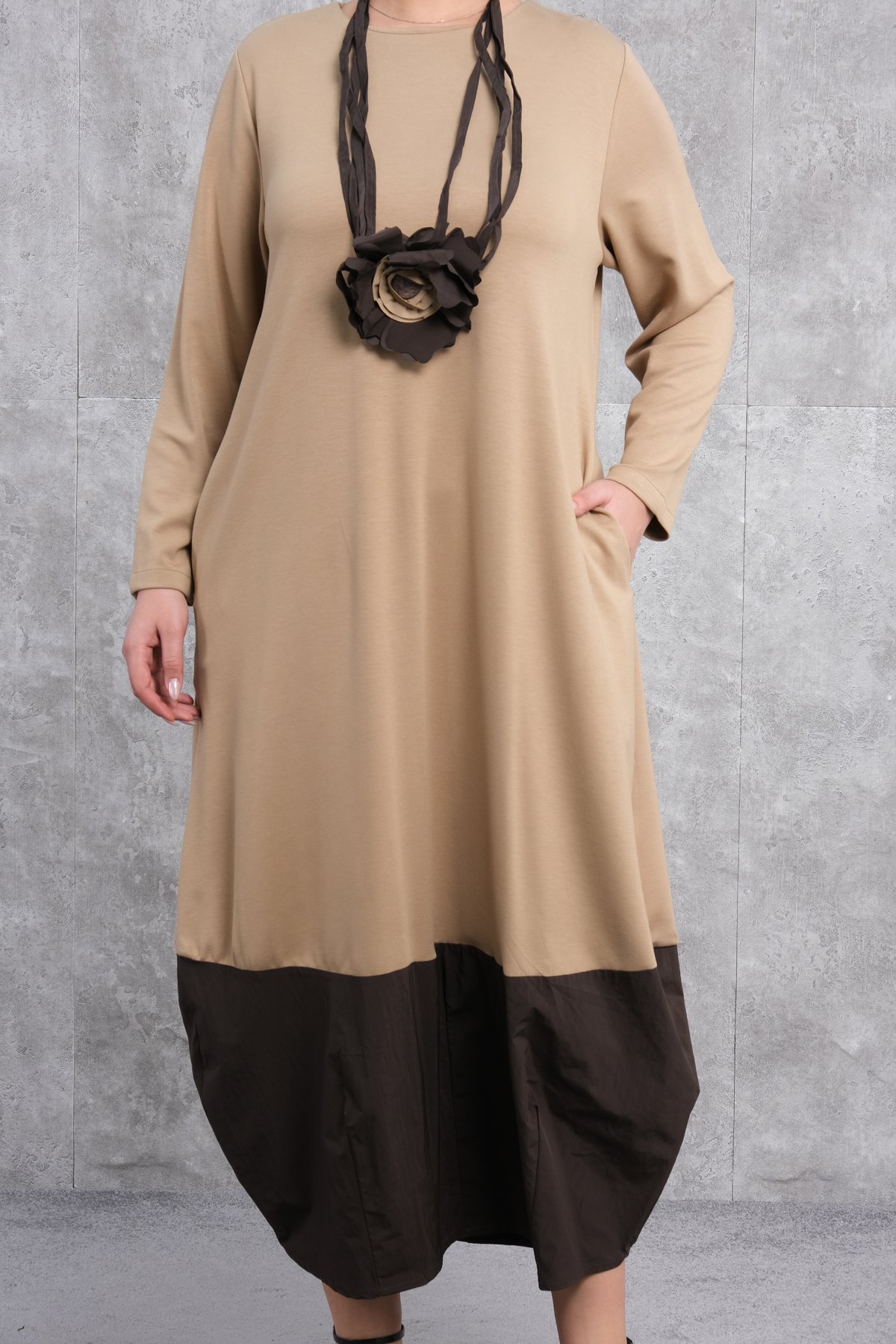 Plus Size Dress-Beige