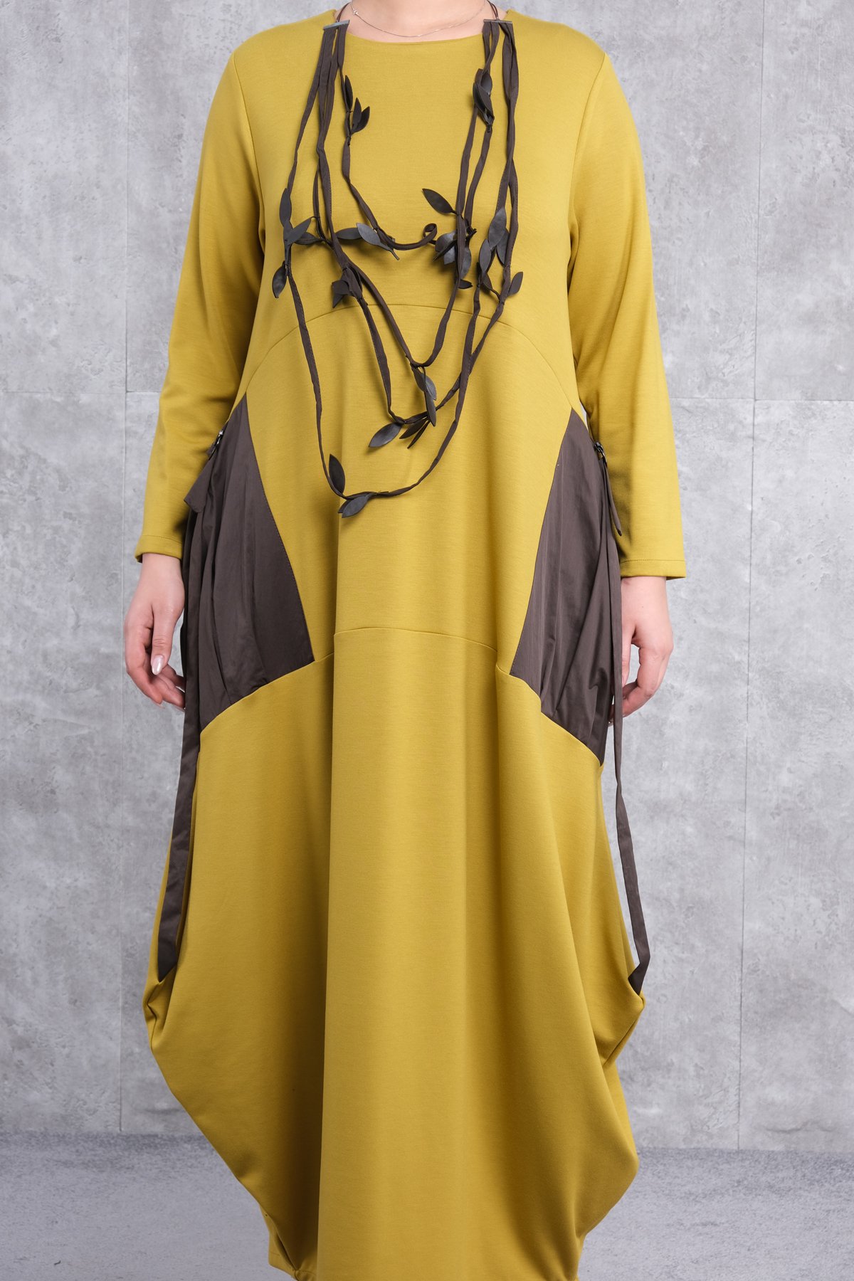 فستان مقاس كبير-خردل