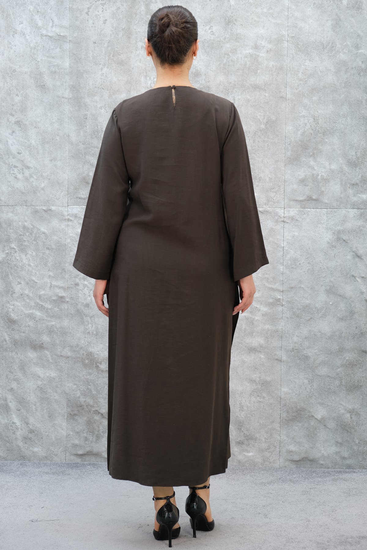 Платье больших размеров-Коричневый