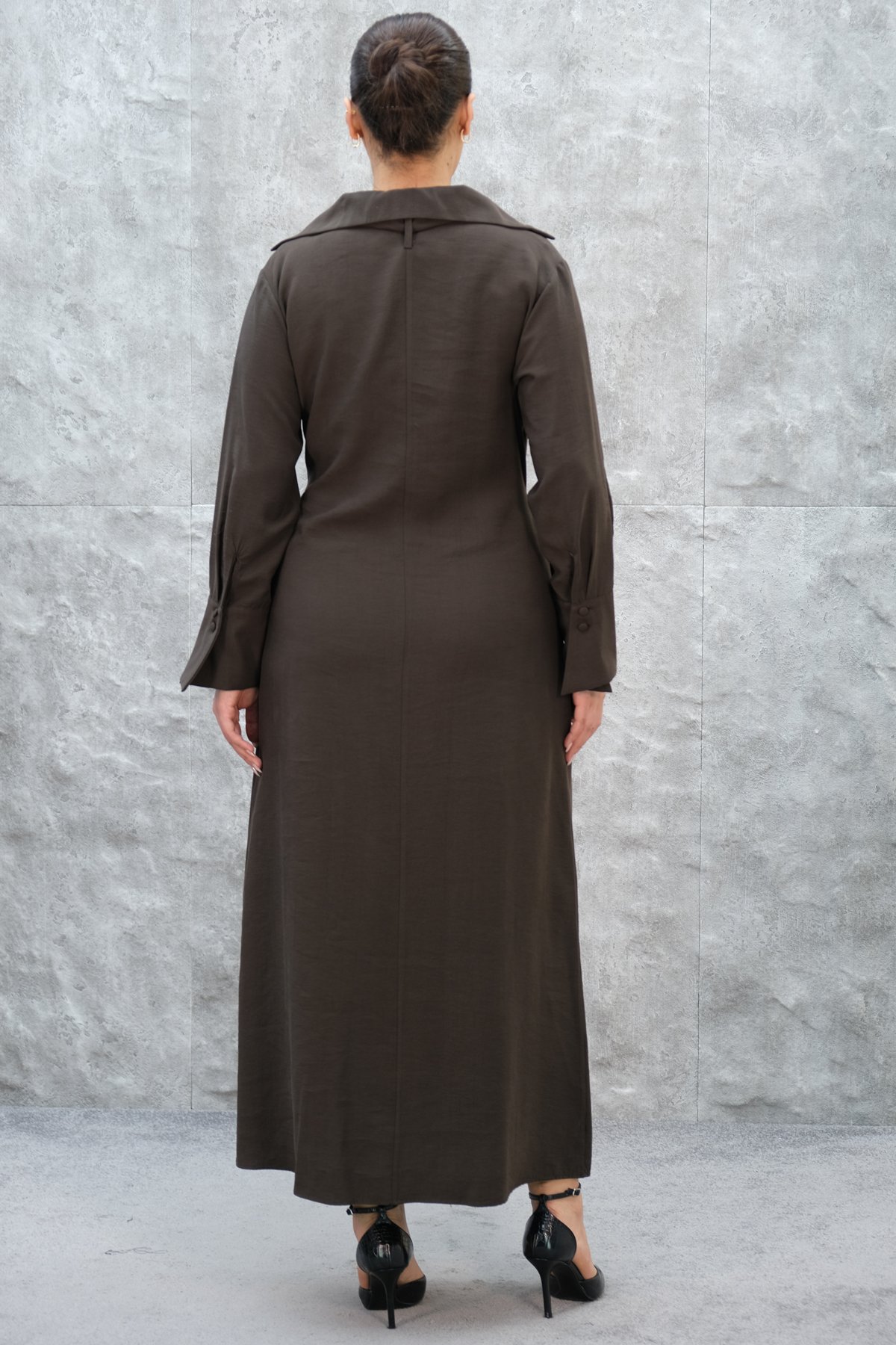 Платье больших размеров-Коричневый