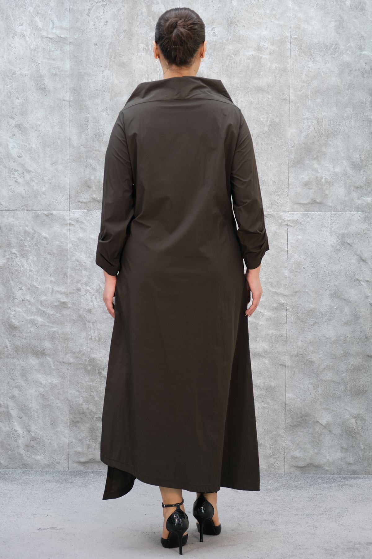 Платье больших размеров-Коричневый