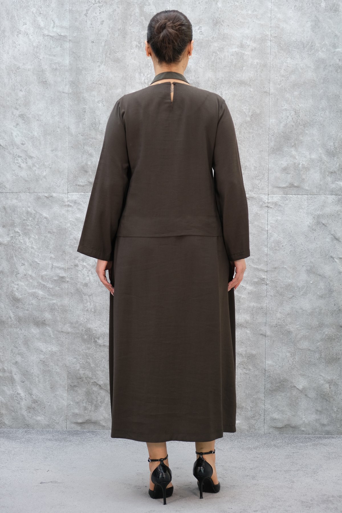 Платье больших размеров-Коричневый