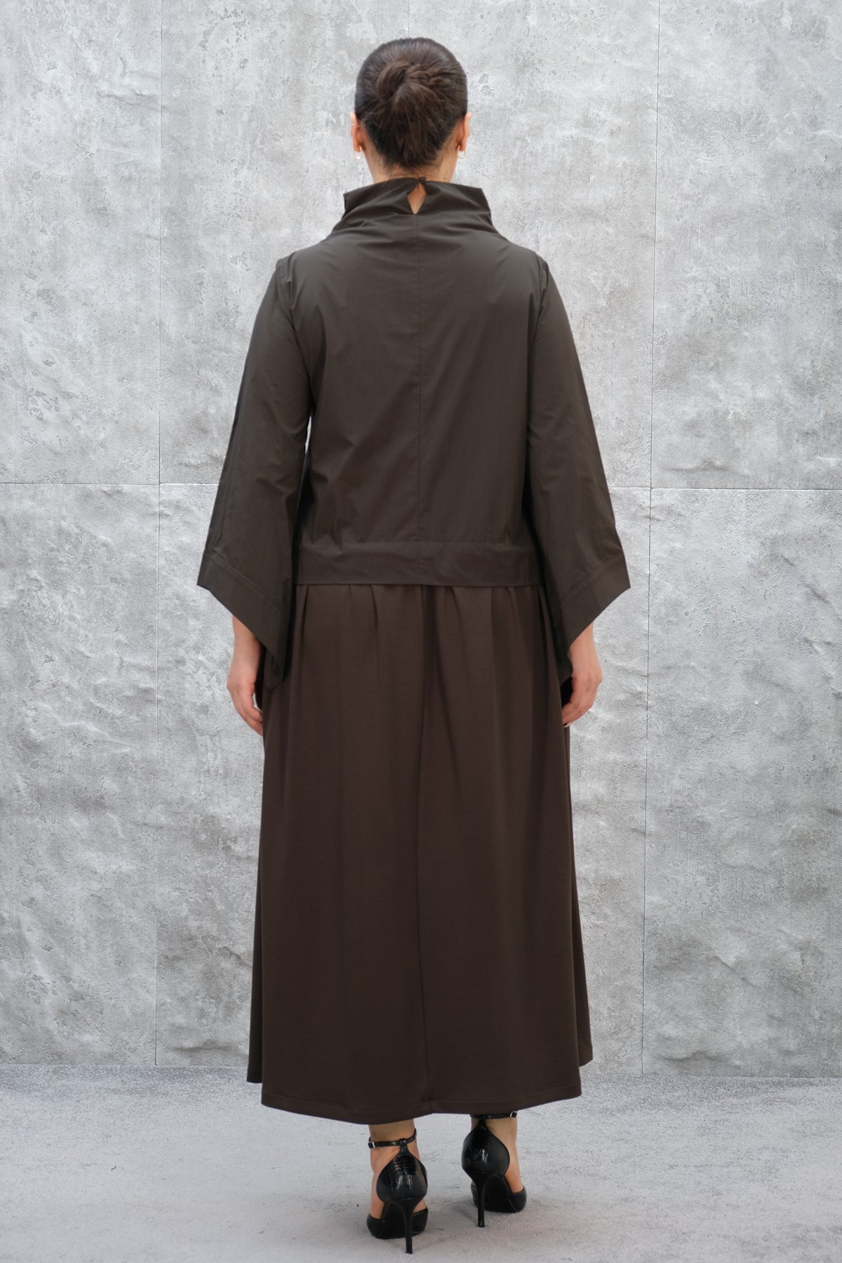 Платье больших размеров-Коричневый