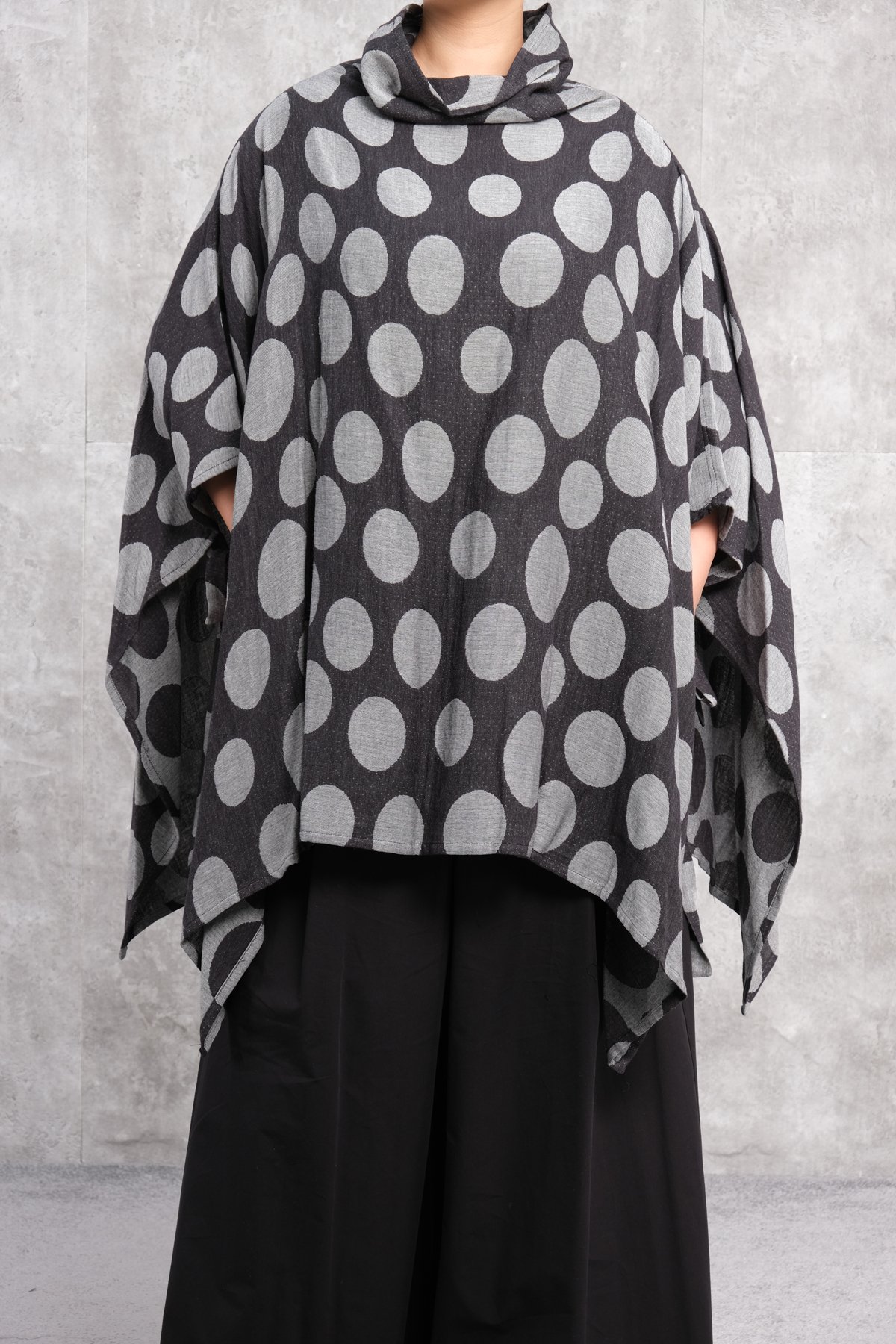 بونشو نسائي مقاس كبير-الرمادي